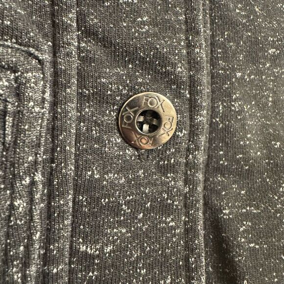 Y2K 2000s Fox Racing Charcoal Gray Button Up Hooded Sweater Womens Small - Picture 6 of 9